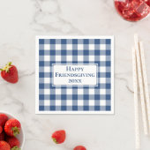 Happy Friendsgiving Blue White Gingham Check Servet (Insitu)