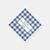 Happy Friendsgiving Blue White Gingham Check Servet (Hoek)