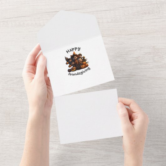Happy Friendsgiving groeten All In One Uitnodiging (Afscheurbaar)
