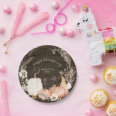 Happy Friendsgiving Herfst Pumpkin Waterverf Flora Papieren Bordje (Feest)