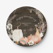 Happy Friendsgiving Herfst Pumpkin Waterverf Flora Papieren Bordje (Voorkant)