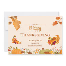 Happy Friendsgiving kleurrijke bladeren pompoenen 