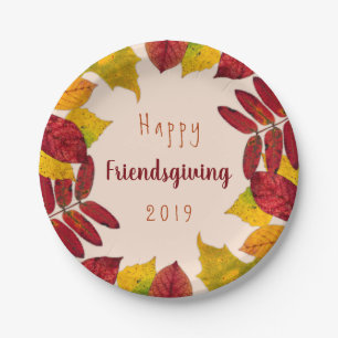 Happy Friendsgiving met herfst Leaves Papieren Bordje