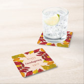 Happy Friendsgiving met kleurrijke herfst-bladeren Kartonnen Onderzetters (Insitu)