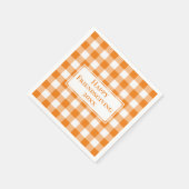 Happy Friendsgiving Name Oranje Gingham Check Servet (Hoek)