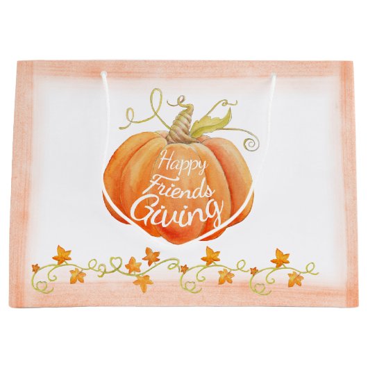 Happy Friendsgiving pompoen geschenkzak Groot Cadeauzakje (Voorkant)