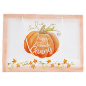 Happy Friendsgiving pompoen geschenkzak Groot Cadeauzakje (Achterkant)