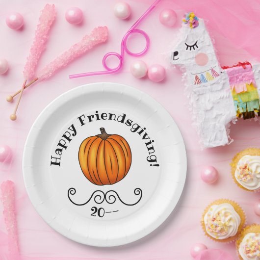 Happy Friendsgiving pompoen Papieren Bordje (Feest)