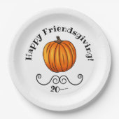 Happy Friendsgiving pompoen Papieren Bordje (Voorkant)