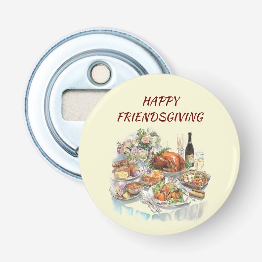 Happy Friendsgiving | Thanksgiving flesopener Button Flesopener (Voorkant)