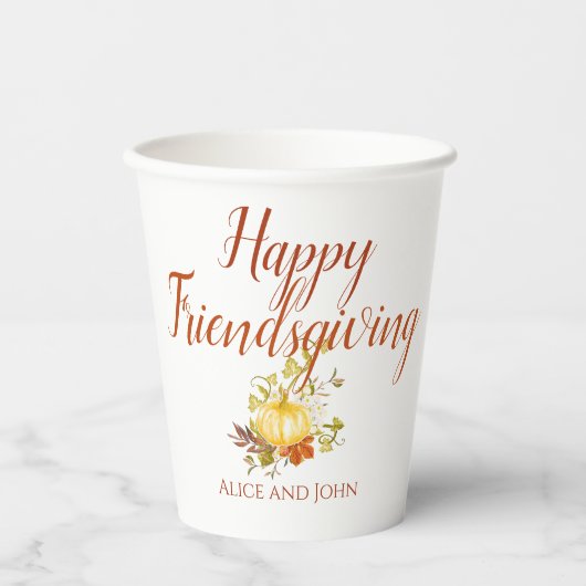 Happy Friendsgiving-Thanksgiving op papier Papieren Bekers (Voorkant)