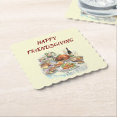 Happy Friendsgiving | Thanksgiving Paper Coaster Kartonnen Onderzetters (Gebogen)