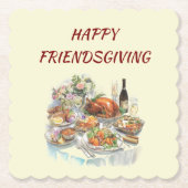 Happy Friendsgiving | Thanksgiving Paper Coaster Kartonnen Onderzetters (Voorkant)