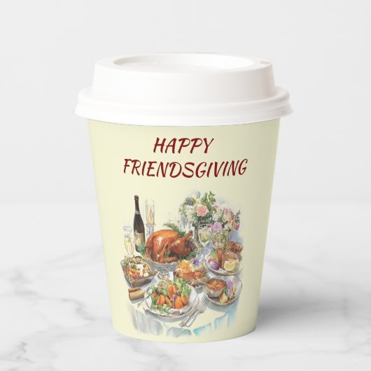 Happy Friendsgiving | Thanksgiving papieren bekers (Voorkant)