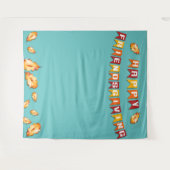 Happy Friendsgiving Thanksgiving Photo Booth Blue Wandkleed (Voorkant (horizontaal))