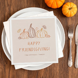 Happy Friendsgiving Thanksgiving Pumpkin Doodles Servet