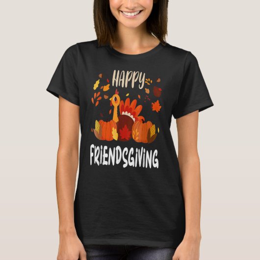 Happy Friendsgiving Thanksgiving Turkey Herfst Adu T-shirt (Voorkant)