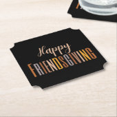 Happy Friendsgiving Thanksgiving Typografie Herfst Kartonnen Onderzetters (Gekanteld)
