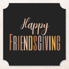 Happy Friendsgiving Thanksgiving Typografie Herfst Kartonnen Onderzetters