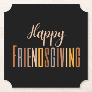 Happy Friendsgiving Thanksgiving Typografie Herfst Kartonnen Onderzetters