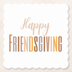 Happy Friendsgiving Thanksgiving Typografie Herfst Kartonnen Onderzetters