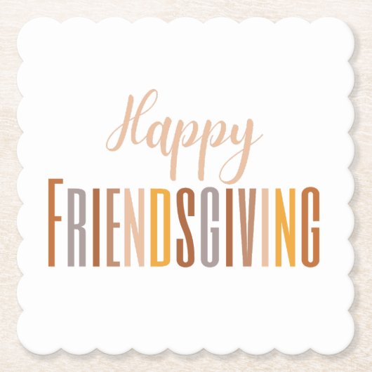 Happy Friendsgiving Thanksgiving Typografie Herfst Kartonnen Onderzetters (Voorkant)