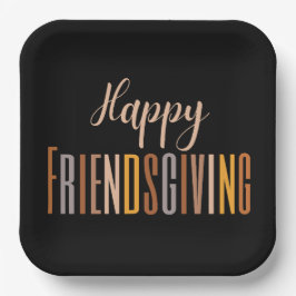 Happy Friendsgiving Thanksgiving Typografie Herfst Papieren Bordje