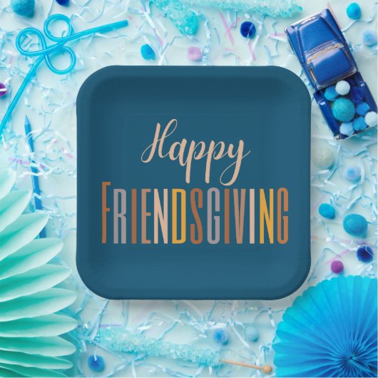 Happy Friendsgiving Thanksgiving Typografie Herfst Papieren Bordje (Feest)