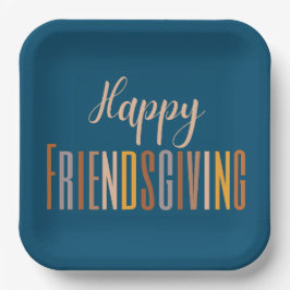 Happy Friendsgiving Thanksgiving Typografie Herfst Papieren Bordje