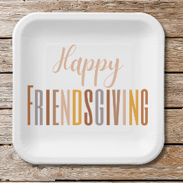 Happy Friendsgiving Thanksgiving Typografie Herfst Papieren Bordje