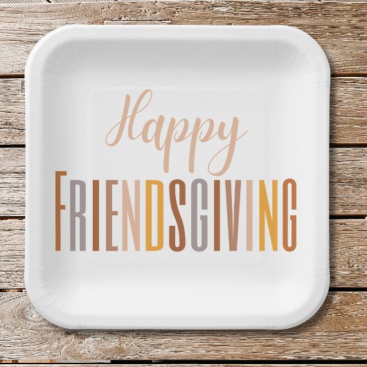 Happy Friendsgiving Thanksgiving Typografie Herfst Papieren Bordje