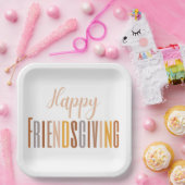Happy Friendsgiving Thanksgiving Typografie Herfst Papieren Bordje (Feest)