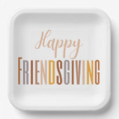 Happy Friendsgiving Thanksgiving Typografie Herfst Papieren Bordje (Voorkant)