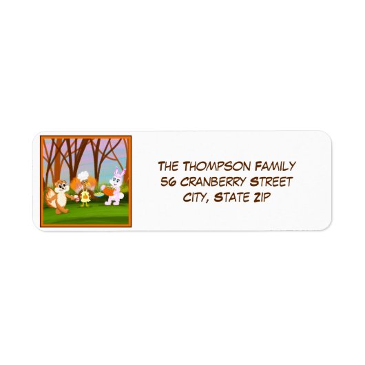 Happy Friendsgiving Turkey with Chipmunk, Rabbit Etiket (Voorkant)