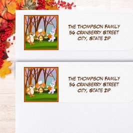 Happy Friendsgiving Turkey with Chipmunk, Rabbit Etiket