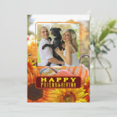 Happy Friendsgiving Zonnebloem Pompoenen Kaart (Staand voorkant)