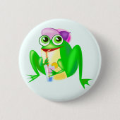 Happy Frog-Button - Uw kleur - Tekst Ronde Button 5,7 Cm (Voorkant)