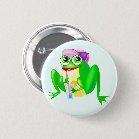 Happy Frog-Button - Uw kleur - Tekst Ronde Button 5,7 Cm (Voorkant /achterkant)