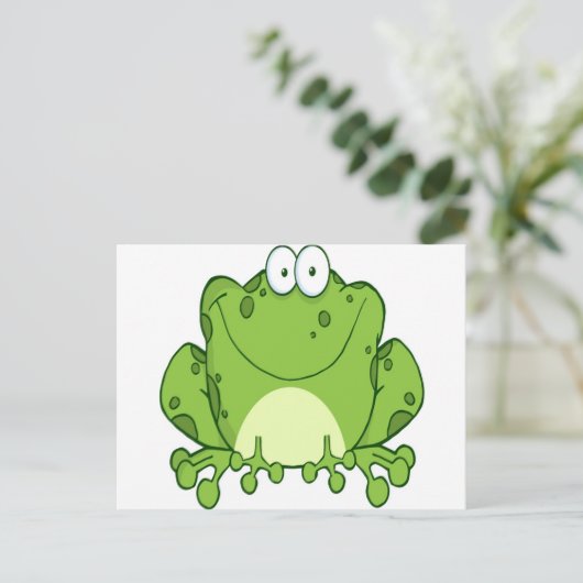 Happy Frog Cartoon Character Briefkaart (Staand voorkant)
