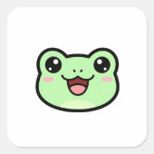 Happy Frog – Cute Kawaii Illustration Vierkante Sticker (Voorkant)