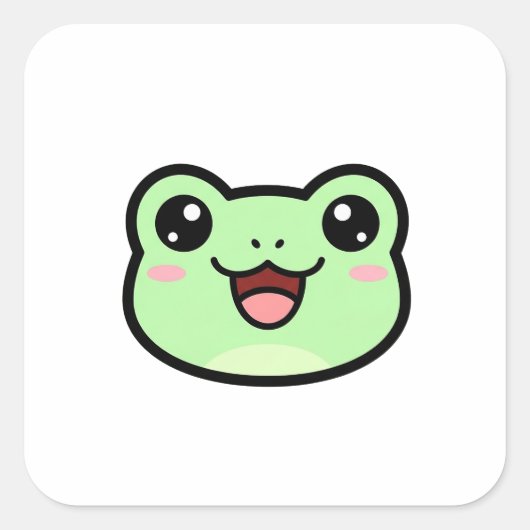 Happy Frog – Cute Kawaii Illustration Vierkante Sticker (Voorkant)