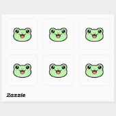 Happy Frog – Cute Kawaii Illustration Vierkante Sticker (Vel)