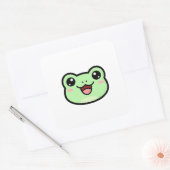 Happy Frog – Cute Kawaii Illustration Vierkante Sticker (Envelop)