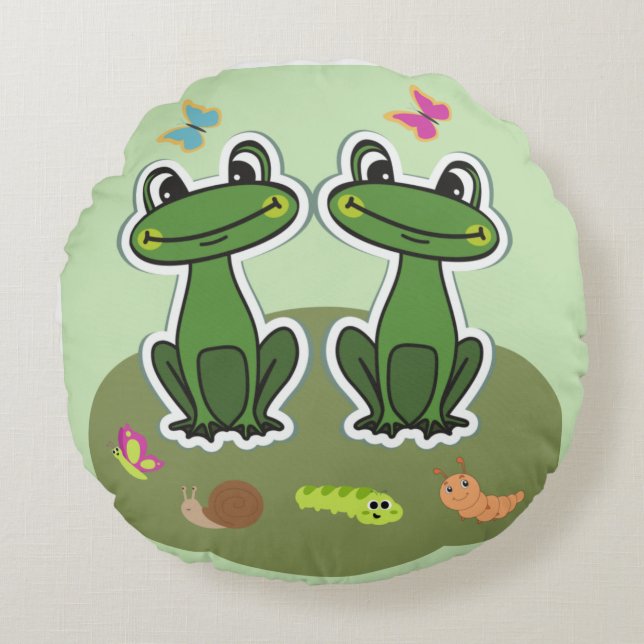 Happy Frog Design   Edition         Rundes Kissen Rond Kussen (Voorkant)