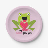 Happy Frog en Heart Valentijn Papieren Bordje (Voorkant)