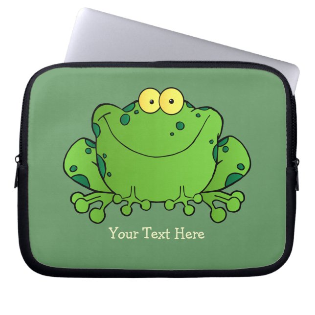 Happy Frog (gepersonaliseerd) Hoesje Laptop Sleeve (Voorkant)