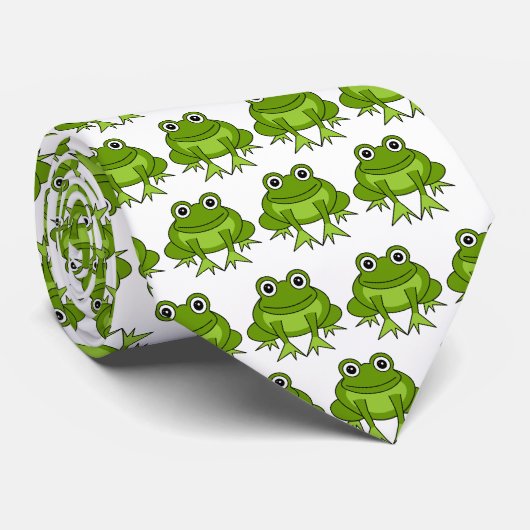 Happy Frog Green en White Stropdas (Opgerold)