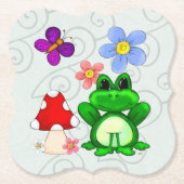 Happy Frog in het voorjaar FANCY Kartonnen Onderzetters (Voorkant)