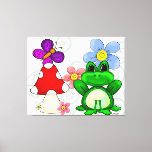 Happy Frog in lente Canvas Afdruk