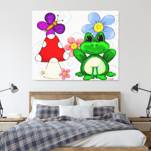 Happy Frog in lente Canvas Afdruk (Insitu (Slaapkamer))